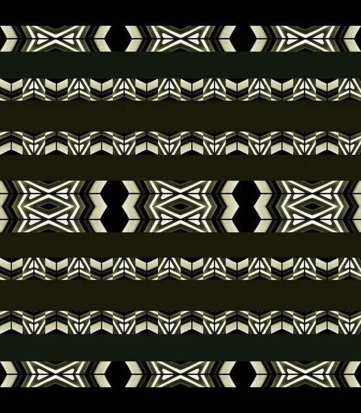 Mixed media technique style modern abstract geometric ethnic or tribal style seamless pattern design with horizontal stripes motif in mixed brown and green tones