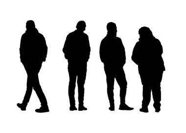 Bir grup beyaz arka plan üzerinde insan izole grafik siluet