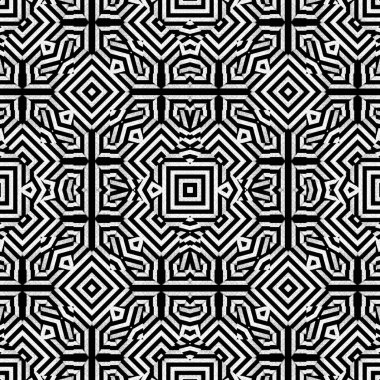 Keskin soyut geometrik İslam arabesk tarzı motifi seamless modeli siyah ve beyaz renklerde.