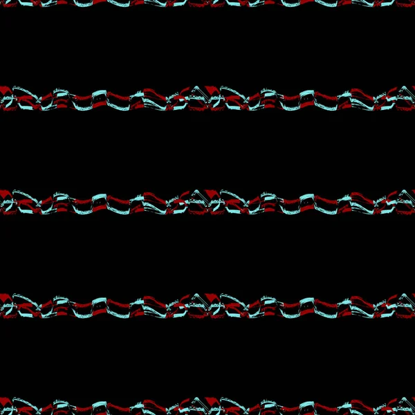 黒の背景に赤とシアン色のデジタル技術幾何学的抽象水平 Instersecting ストライプ図形のシームレスなパターン デザイン — ストック写真