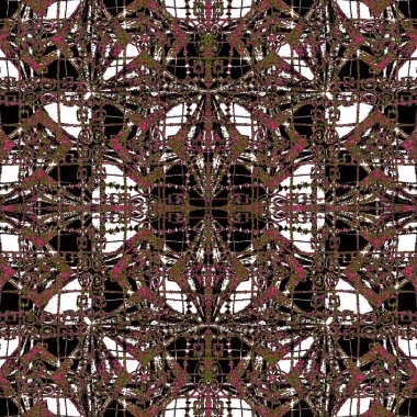 Dijital sanat kolaj tekniği geometrik süslü dekoratif abstrac nakış desen tasarımında karışık renkler ve grunge doku.