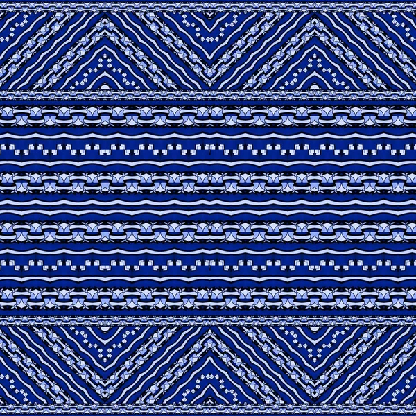 数字艺术技术种族复杂抽象的几何图案设计中靛蓝的颜色 — 图库照片