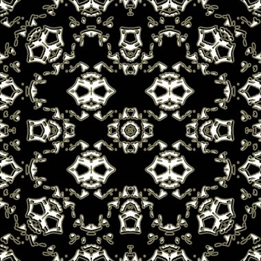 Dijital kolaj tekniği süslü Dikişsiz desen tasarım siyah ve beyaz renklerde