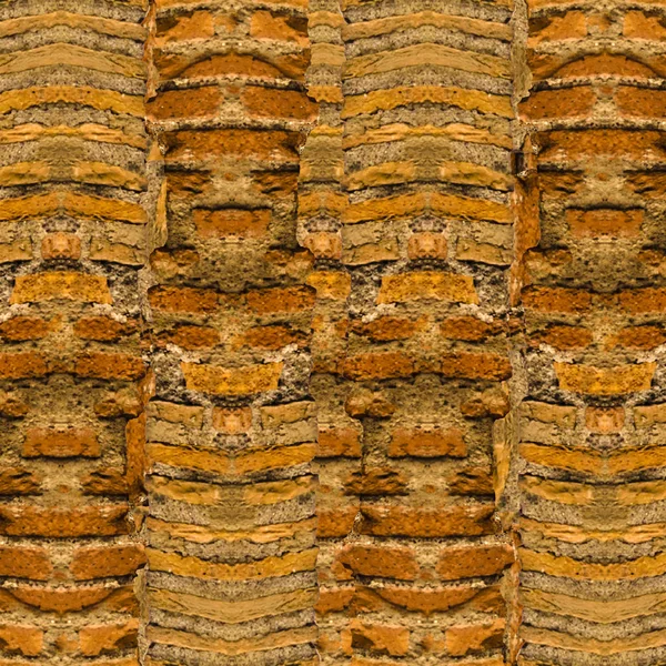 オレンジ色の古代ブリックウォール モチーフの幾何学的なパターン背景デザイン — ストック写真