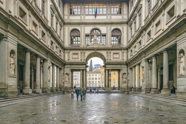 Floransa, Italya, Ocak-2018-ünlü Uffizi galerisinin dış görünümü Florence City, Italya