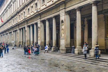 Floransa, Italya, Ocak-2018-ünlü Uffizi galerisinin dış görünümü Florence City, Italya