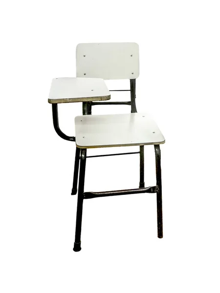 Starý Styl Bílá Školní Židle Izolovaná Bílém Pozadí — Stock fotografie