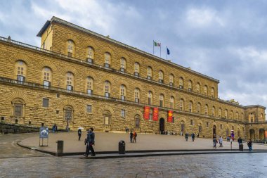 Floransa, İtalya, Ocak - 2018 - ünlü palazzo pitti Floransa, İtalya'nın tarihi merkezinde dış görünümü