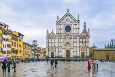 Floransa, İtalya, Ocak - 2018 - Kış gün olay yerinde ünlü piazza di santa croce, florence, İtalya'nın tarihi merkezi