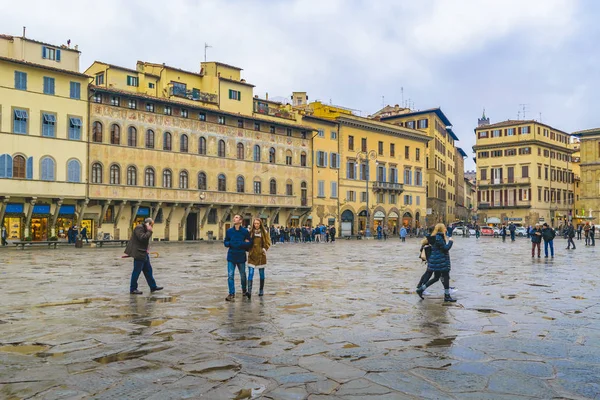 Florencie Itálie Leden 2018 Zimní Den Scénu Slavné Náměstí Piazza — Stock fotografie