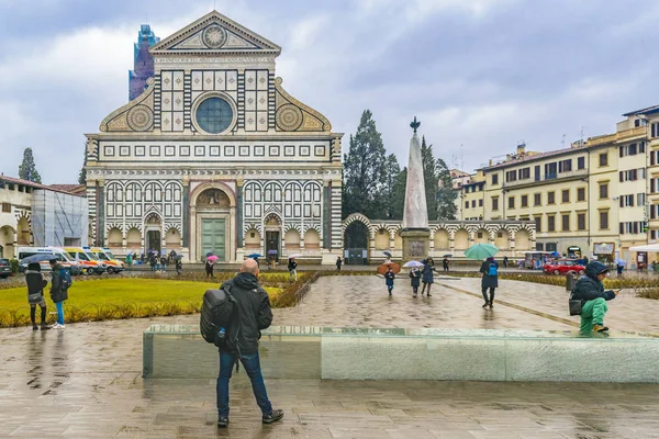 Florencie Itálie Leden 2018 Zimní Den Scéna Náměstí Piazza Santa — Stock fotografie