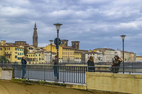 Florencie Itálie Leden 2018 Historické Centrum Panorama Florencie Arno Nábřeží — Stock fotografie