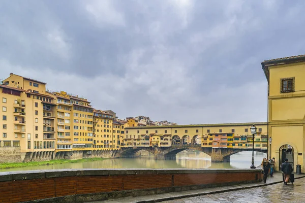 Florencie Itálie Leden 2018 Historické Centrum Panorama Florencie Arno Nábřeží — Stock fotografie