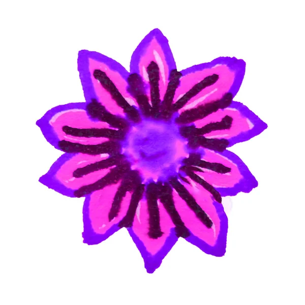 Desenho Flor Violeta Estilo Esboço Isolado Fundo Branco — Fotografia de Stock