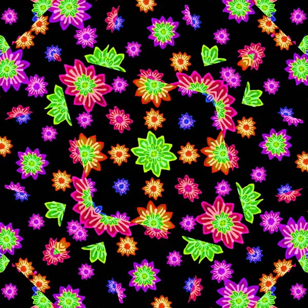 Digital Art Technik Stilisierte Florale Geometrische Motiv Nahtlose Mustergestaltung Bunten — Stockfoto