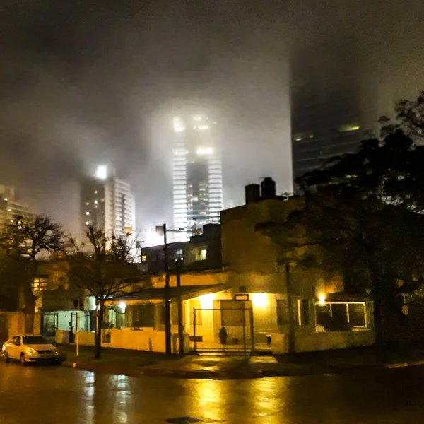 Winter Rainy Night Urban Scene Montevideo City Urugua — Stock Photo, Image