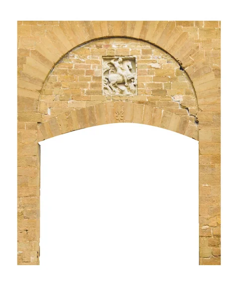 Vista Frontal Antigua Puerta Arco Estilo Medieval Aislada Sobre Fondo —  Fotos de Stock