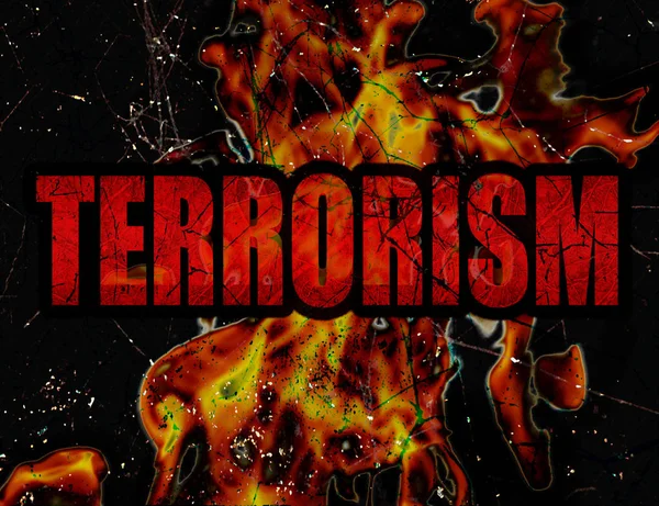 Typografie Terrorismus Grafisches Konzept Hintergrunddesign Roten Und Schwarzen Farben — Stockfoto