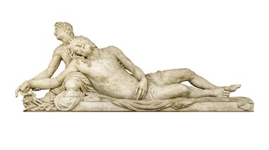 Kadın ve adam yatak Maniyerizm stil üzerinde yatan izole fotoğraf heykel