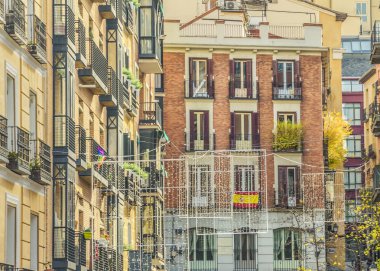 Madrid, İspanya, Aralık - 2017 - kentsel olay yerinde tarihi merkezi Madrid şehir, İspanya