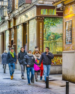 Madrid, İspanya, Aralık - 2017 - kentsel olay yerinde tarihi merkezi Madrid şehir, İspanya