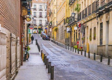 Madrid, İspanya, Aralık - 2017 - kentsel olay yerinde tarihi merkezi Madrid şehir, İspanya