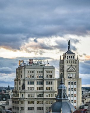 Madrid, İspanya, Aralık - 2017 - havadan görünümü güzel sanatlar daire bakış açısı çubuğundan madrid şehrinin.