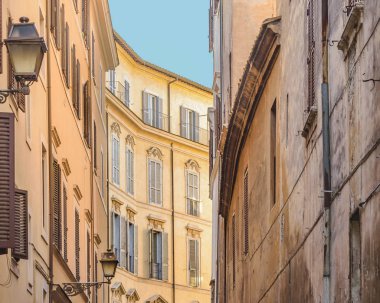 Roma, İtalya, Aralık - 2017 - kentsel gün sokak mahallinde Roma şehir merkezinde, İtalya