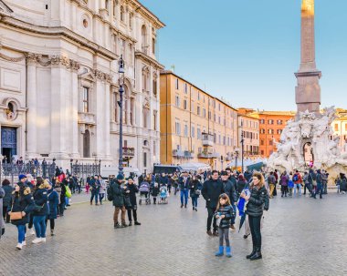 Piazza navona, Roma Meydanı şehrin en ünlü İtalya, Roma, İtalya, Aralık - 2017 - kentsel kış sahne
