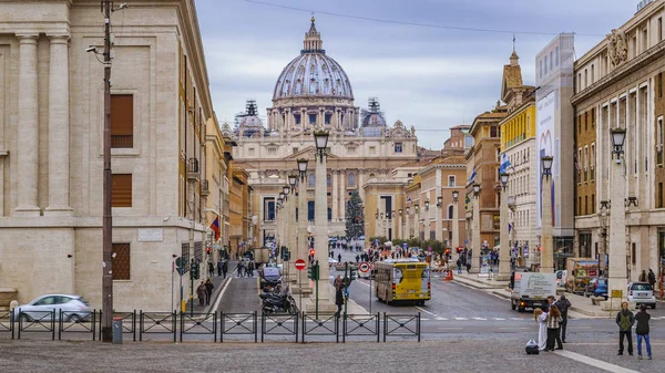 Roma Itália Dezembro 2017 Cena Urbana Famosa Rua Della Conciliazinone — Fotografia de Stock