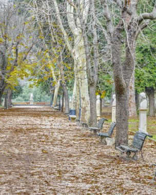 Kış sezonu olay yerinde Villa Borghese Parkı Roma şehir, İtalya
