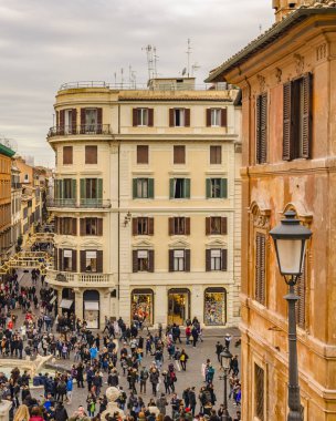 Roma, İtalya, Aralık - 2017 - hava cityscape görünümü açısından üst kısmındaki piazza di spagna, Roma'nın en ünlü plaza.