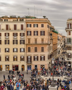 Roma, İtalya, Aralık - 2017 - hava cityscape görünümü açısından üst kısmındaki piazza di spagna, Roma'nın en ünlü plaza.