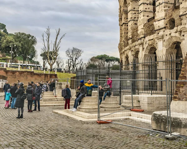 Roma Itália Dezembro 2017 Vista Exterior Fachada Coliseu Roma Dia — Fotografia de Stock