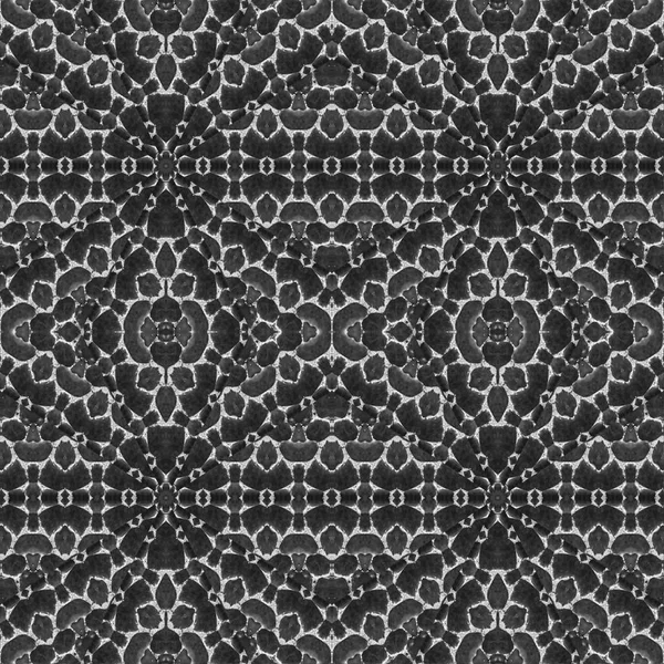 Dijital Kolaj tekniği süslü taş motifi Dikişsiz desen tasarımı siyah ve beyaz tonlarda