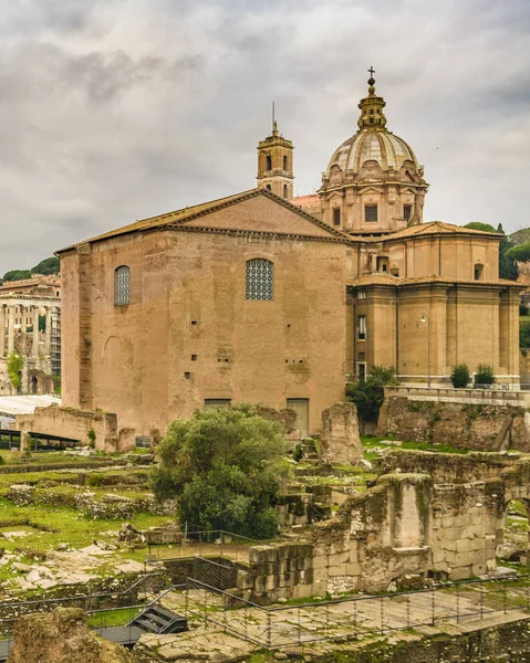 Exterior View Santi Luca Martina Church Curia Julia Building Rome — Stock Photo, Image