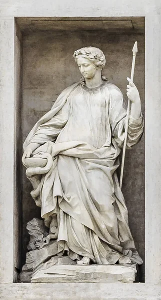 Zdravotní Symbol Socha Umístěná Fontana Trevi Římě City Itálie — Stock fotografie