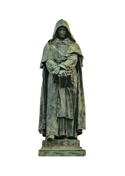 Giordano Bruno Skulptur Isolerad Vit Bakgrundsfoto — Stockfoto