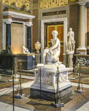 Roma, İtalya, Ocak - 2018 - iç sahne Villa Borghese Galerisi'nde, Roma, İtalya, bulunan heykeller