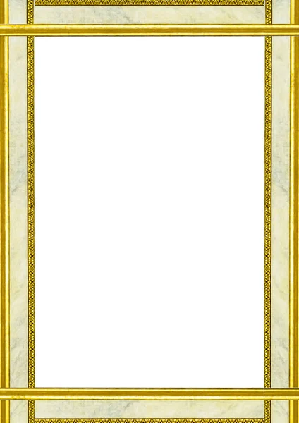 Altın Mermer Dekore Edilmiş Tasarım Sınırları Ile Beyaz Çerçeve Arka — Stok fotoğraf