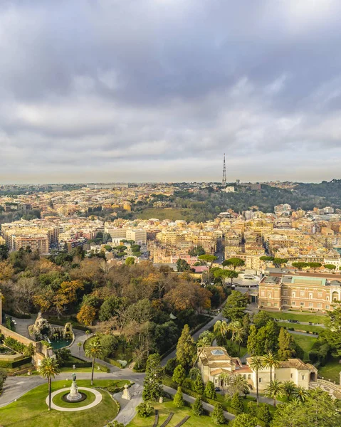 Aerial View Vatican Gardens Saint Peters Basilica Viewpoint — Stock Photo, Image