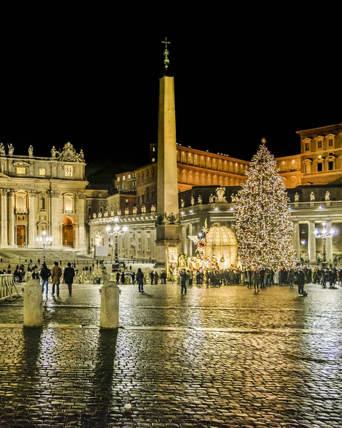 Rzym Włochy Styczeń 2018 Noc Scena Fasada Słynnego San Pietro — Zdjęcie stockowe