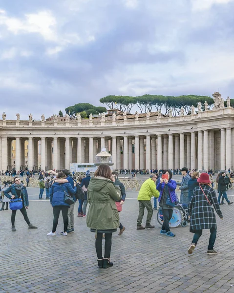 Roma Itália Janeiro 2018 Cena Inverno Urbana Famosa Praça São — Fotografia de Stock