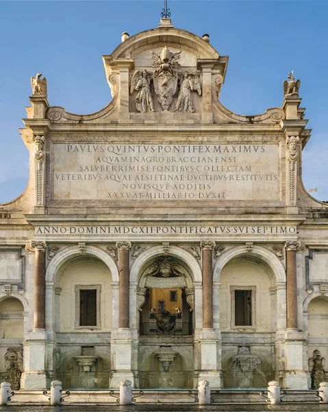 Frontansicht Des Barocken Della Acua Paola Brunnens Stadtteil Gianicolo Rom — Stockfoto