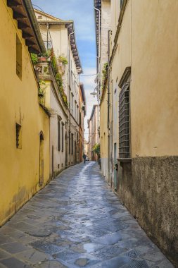 Lucca, İtalya, Ocak - 2018 - tarihi kentsel sokak olay yerinde lucca şehir, Toskana, İtalya