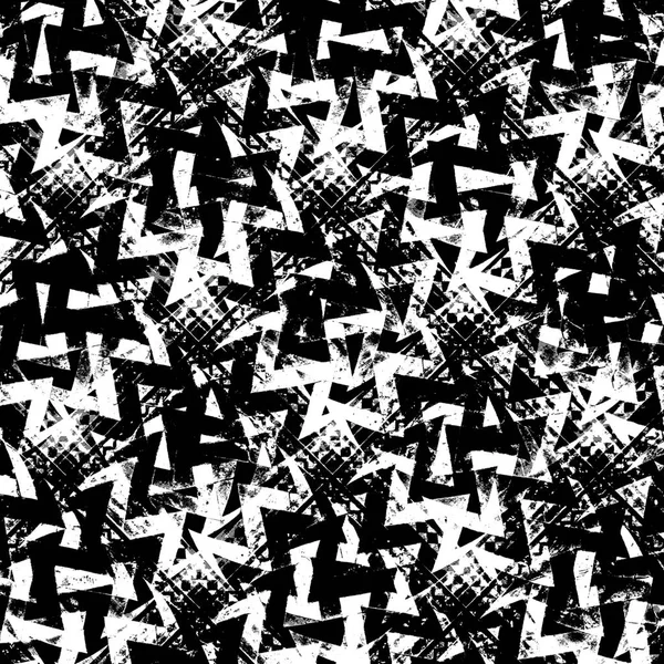 Abstract Geometric Grunge Style Seamless Pattern Design Black White Colors — Stock Photo, Image