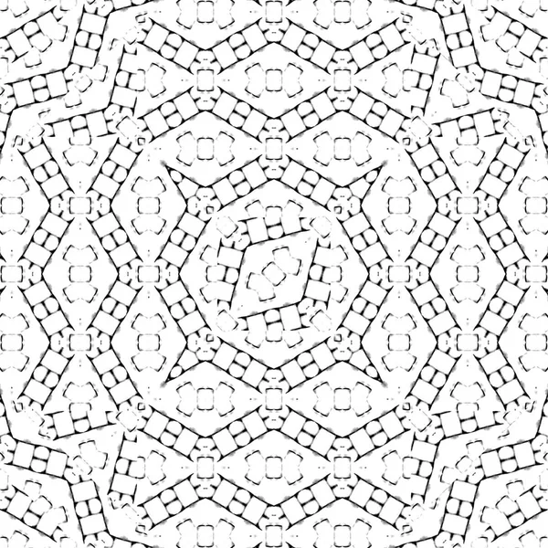 黒と白の複雑な幾何学的なシームレス パターン背景デザイン — ストック写真