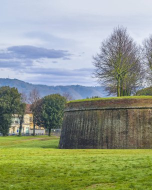 Ünlü Ortaçağ kale duvarı Lucca şehrin, İtalya'nın dış görünümü