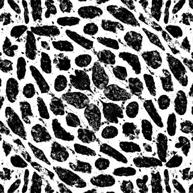 Yüksek karşıtlık siyah ve beyaz renklerde soyut grunge tarzı Dikişsiz desen tasarım