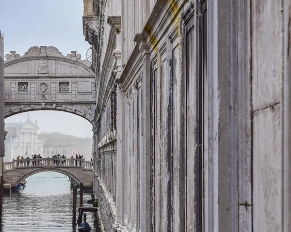 Venice Italy January 2018 Exterior View Famous Sighs Bridge Venice — Stock Photo, Image